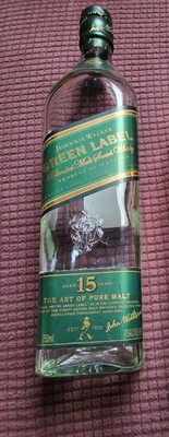 Johnnie Walker Green & Gold Label Glass Bottles 750ml Empty Clean Condition 