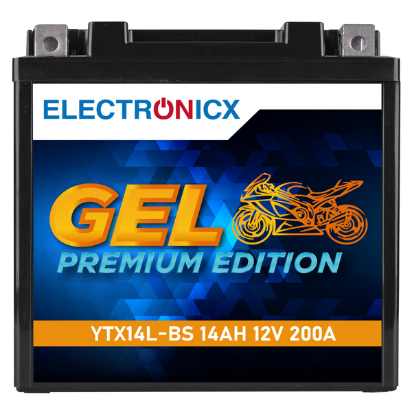 Electronicx YTX14L-BS Gel Motorradbatterie 12V 14Ah 200A/EN | HVT-03 | Wartungsf-image