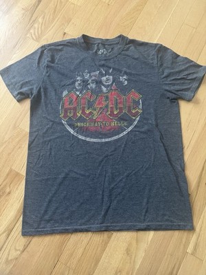AC/DC Highway To Hell Graphic T-Shirt Mens Gray Rock Band Tee Size L