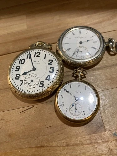 Lot Of 3 Elgin Pocket Watches For RESTORATION Not Running/Needs Repair