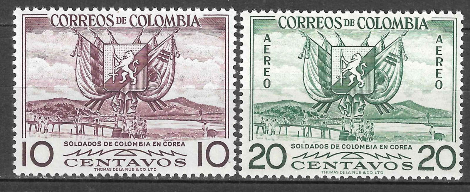 Colombia Stamps 1958 SC# 635, C269 Honoring Colombian Soldiers Served in Korea