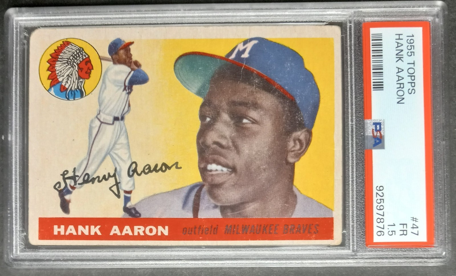 1955 Topps - #47 Hank Aaron - HOF - PSA 1.5 FR