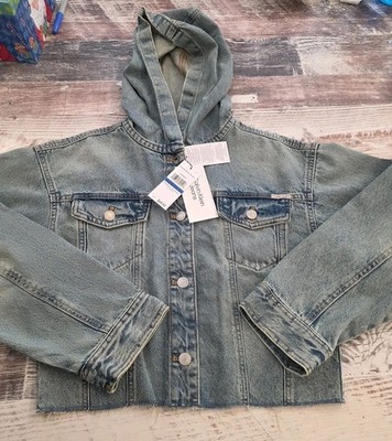 Calvin Klein Jean Jacket GIRLS Blue DENIM Jacket XL Size 16 Hoodie Msrp 69.50
