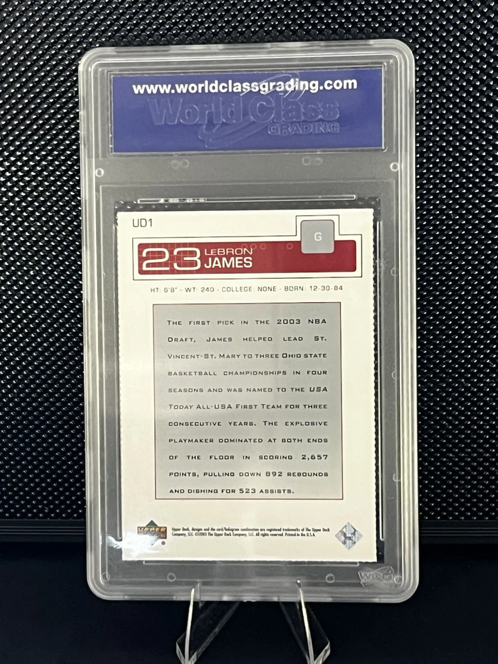 Revista Upper Deck 2003 Lebron James radiocontrol novato #UD-1 WCG 10 gemas como nueva Foto 2 de 2