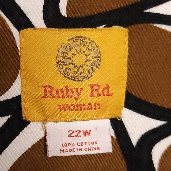 Ruby Red Plus Brown White Geometric Print Denim J… - image 4
