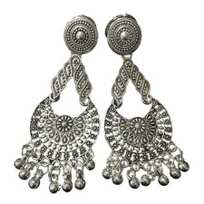 Women's Traditional Stud OXidised Silver Earrings Dangles