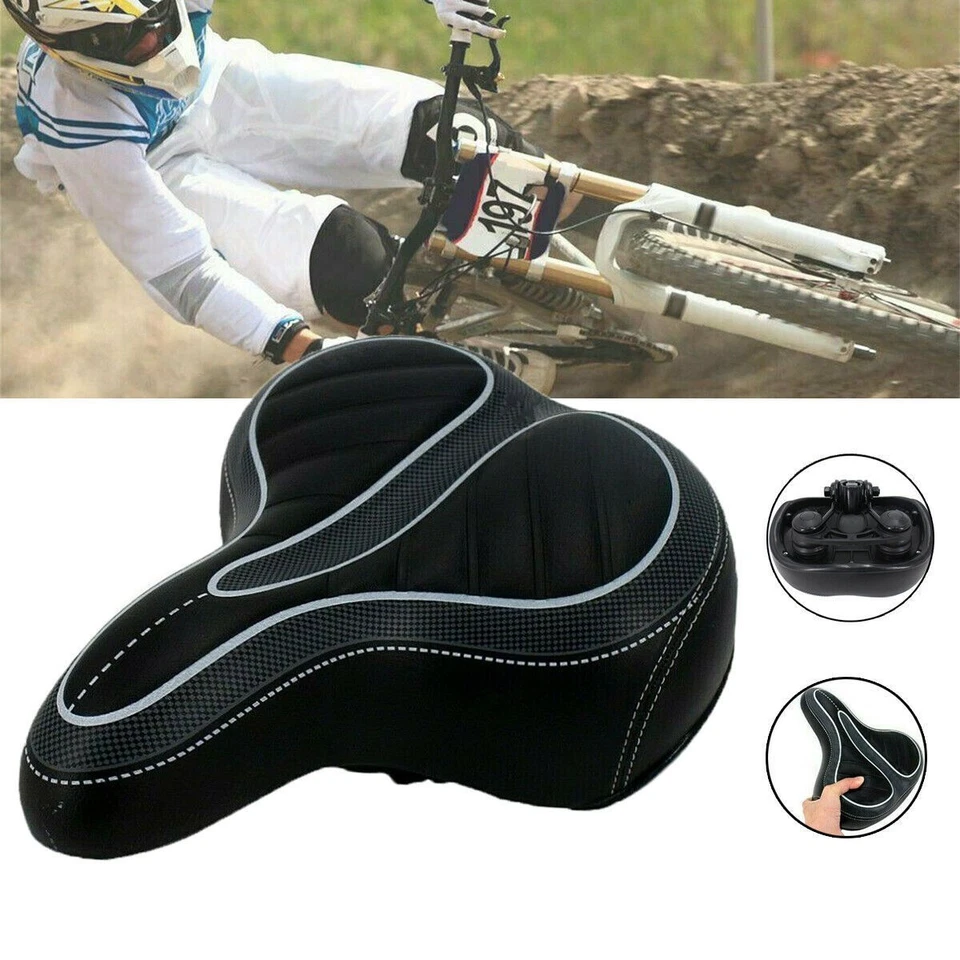 Asiento de sillín de bicicleta eléctrica cómodo ancho trasero grande cojín de gel suave deportivo Foto 3 de 4