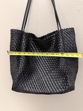 ANTHROPOLOGIE Black Woven Tote Shoulder Bag M...
