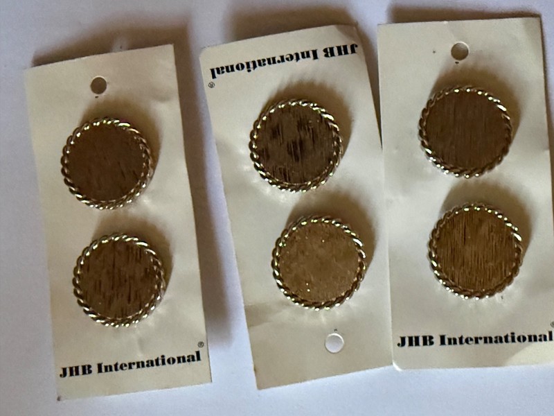 Vintage NEW 6 Shiny Chrome like Gorgeous 1” Flat Buttons made in Germany by JHB