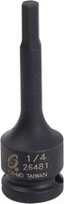 1/2" Dr Hex Drive  Socket, 1/4" 26481 SUNEX TOOLS 1/2in.,1/4in. Metal Black
