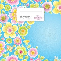 Music Manuscript Book Floral Pattern On Blue, Large Kids Stave Paper Press Buch