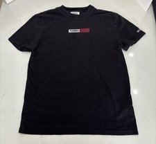 Tommy Jeans T-Shirt Men's S Black Embroidered Logo Vintage 90's Cotton Hilfiger