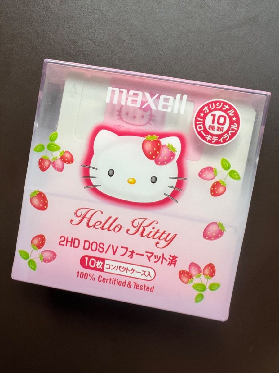 Maxell Hello Kitty 3.5 Inch 2HD Floppy Disk MFHD18KYD.10P