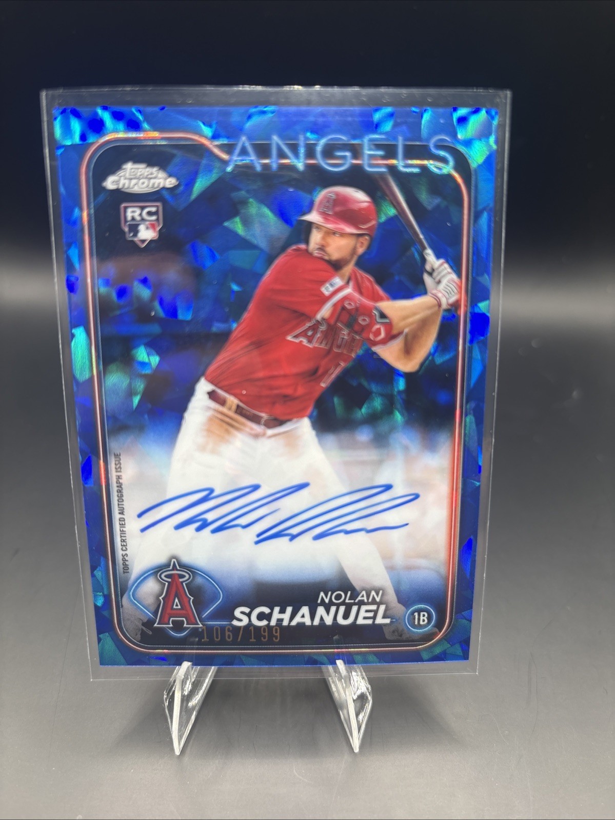 2024 Topps Chrome Sapphire Nolan Schanuel Chrome Sapphire Auto #/199 Angels
