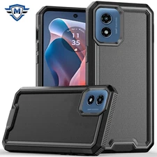 For Moto G Play 2024 Case Strong Fused Protective Hybrid Cover + Tempered Glass
