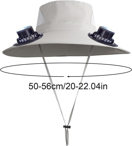 Outdoor Sonnenhut mit breiter Krempe und 2 Solarventilatoren UV-Schutz Wandern Camping Angeln - Bild 4 von 22