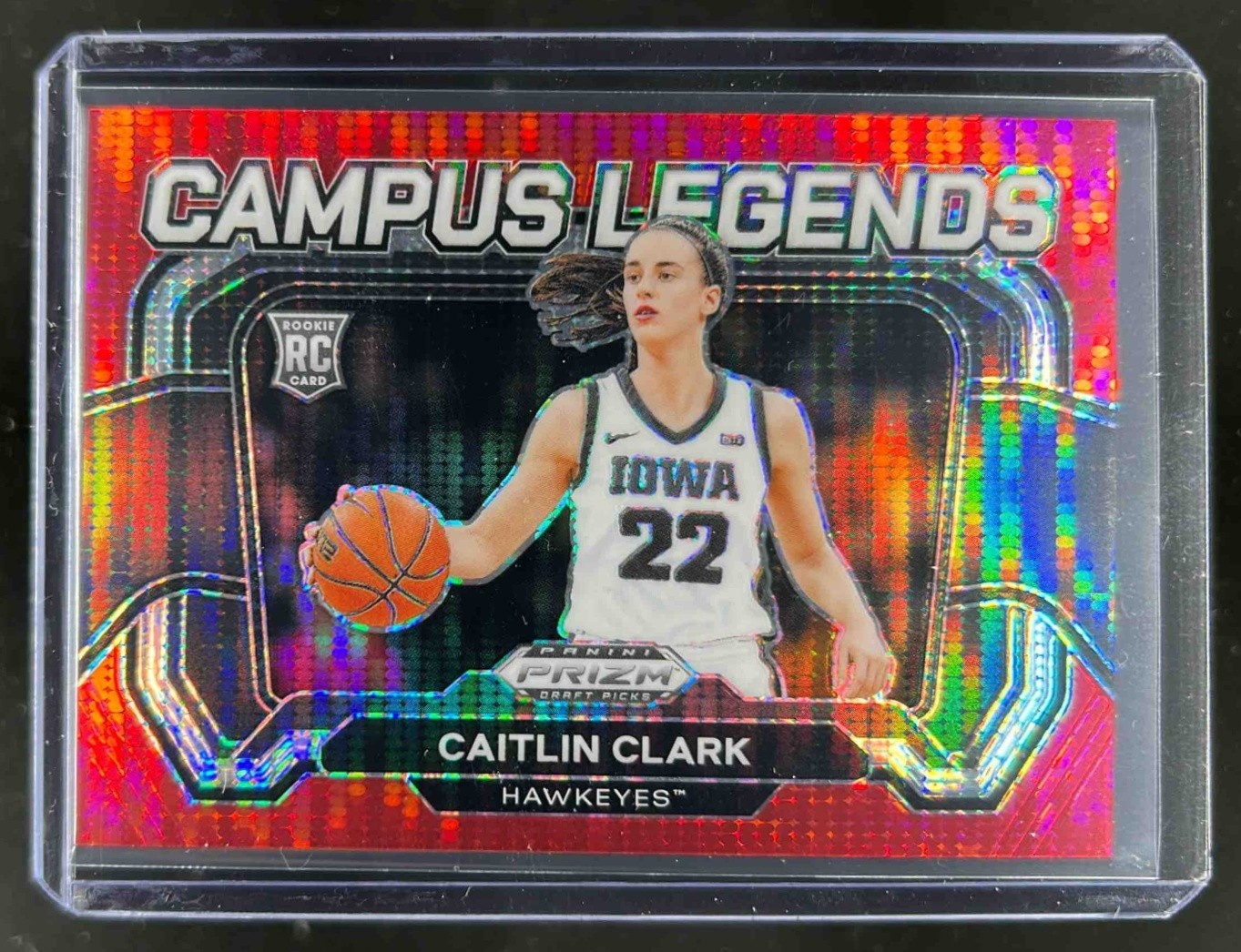 2024 Prizm Draft Picks Caitlin Clark Campus Legends RC Red Pulsar #85/299