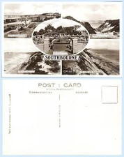 Greetings Southbourne England UK RPPC Real Photo Postcard Beach Bandstand