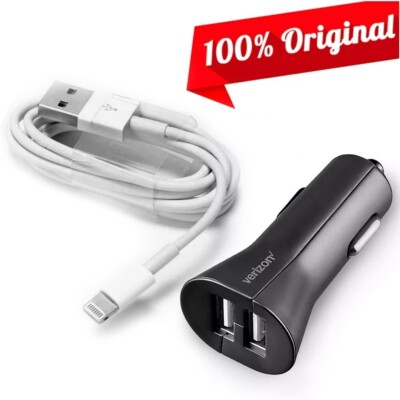 Verizon Dual-USB Car Charger and/or USB-C Data Cable for iPhone 14/13/12/XS/Pro