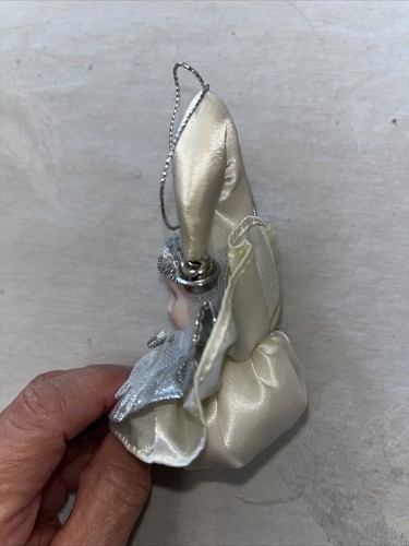 PORCELAIN FACE SATIN COURT JESTER CHRISTMAS ORNAMENTS HAND-PAINTED Set Of 5 - Picture 9 of 12