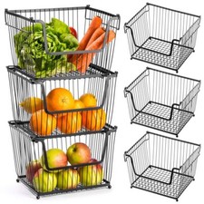 Obstkorb Gemüsekorb Aufbewahrungskorb Drahtkorb aus Metall schwarz 3 Stk.