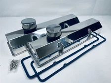 Chevy SBC Tall Polished Aluminum Fabricated Valve Covers Gasket Breathers 59-86 