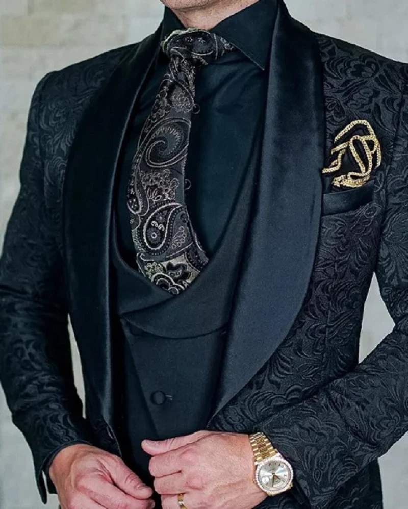 Men's Wedding Suit Italian Design Custom Black Smoking Tuxedo Jacket 3piece Set
Opens in a new windo