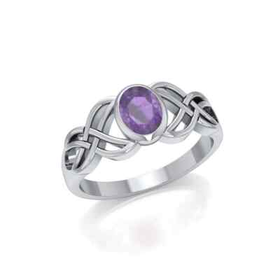 Keltischer Knoten Geburtsstein Ring Original Amethyst 925 Sterlingsilber Schmuck