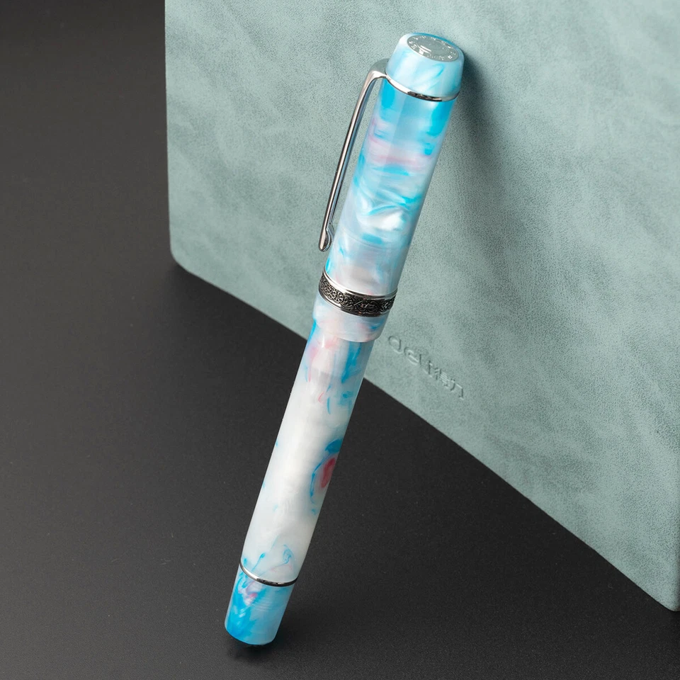 Kaigelu 316A  Blue White Acrylic Fountain Pen, EF/F/M Nib Writing Ink Gift Pen - Image 4 of 4