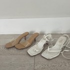 Lot of White Lace Up Ankle Kitten Heels Zara Size 38/8 Open Toe Sandals open