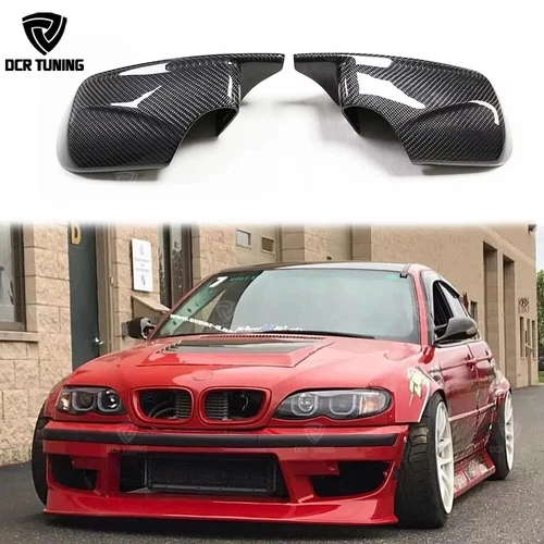 For BMW E46 98-05 Sedan 325i 328i 330i Carbon Fiber Side Door Mirror Cover Caps