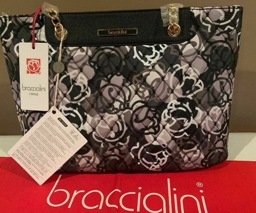NEW! ITALIAN BRACCIALINI FIRENZE BLACK/WHITE/GRAY JENNIFER HAND BAG SATCHEL  NEW! | eBay
