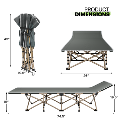 Portable Collapsible Cot Oxford Metal Frame Easy Folding Up