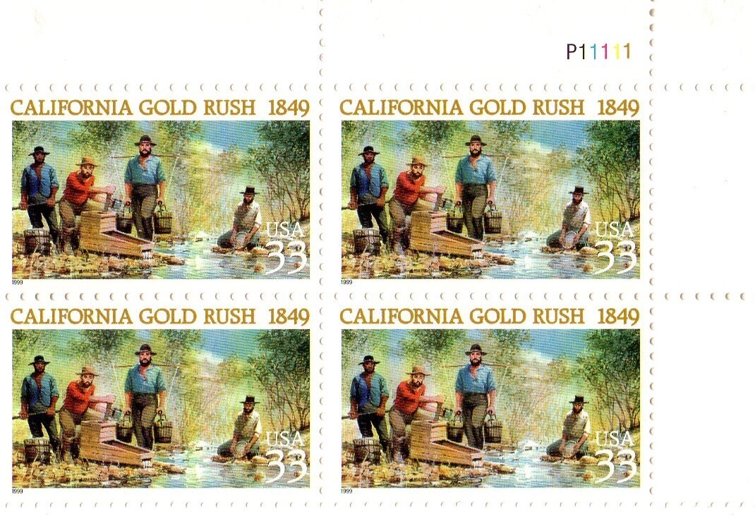 US Scott 3316 CALIFORNIA GOLD RUSH (1999) Plate Block of 4 MNH 33