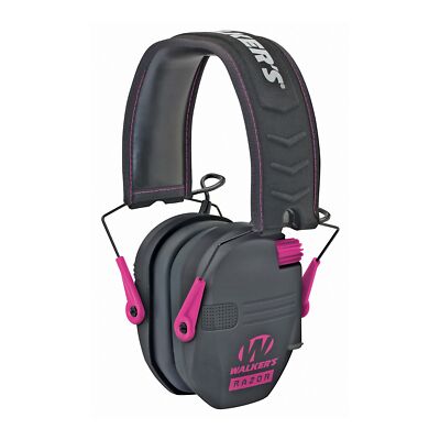 Walker's Razor Slim Dual Electronic Hearing Protection Black With Pink - GWP-RSE