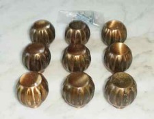 9 Vintage Ribbed Brass Mushroom Cabinet Drawer Pull Knobs 1 1/4 inch