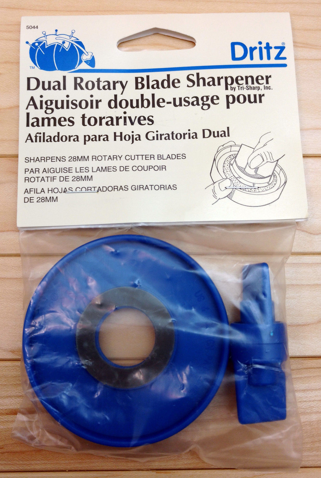 Dritz Dual Rotary Blade Sharpener - For 28mm Cutting Blades. Made In USA