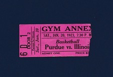 Purdue University vs University of Illinois 1923 college basketball ticket stub