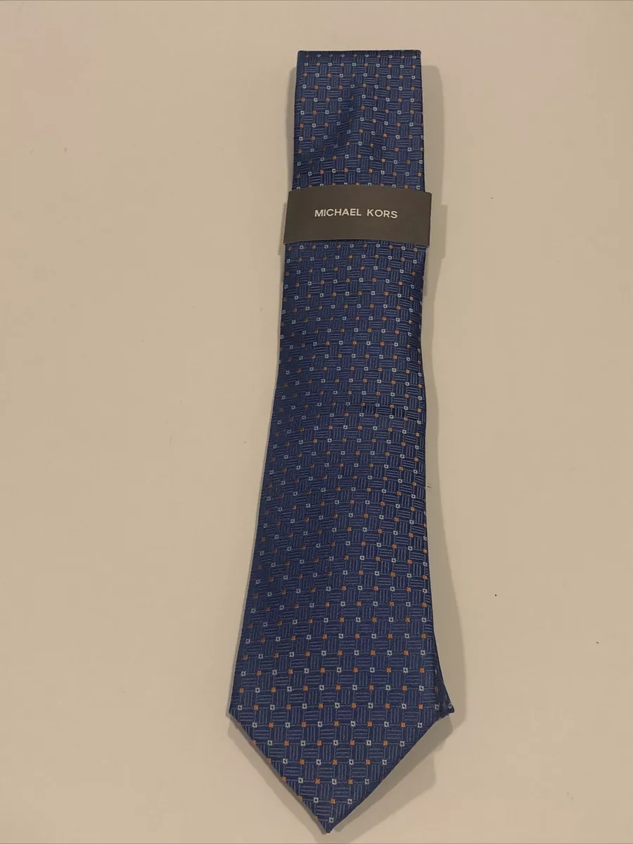Michael Kors Men's Neck Tie Blue Pink Dot Artisinal Shadow