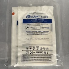 Ansell #BEXS BioClean Excell Nitrile Cleanroom Gloves, Sz 7 -Qty: 10 pairs