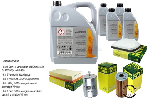 Kit ispezione olio 9L per Mercedes 229.51 5W30 + pacchetto filtri Mann 11134118