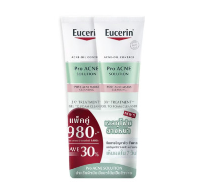 Eucerin Pro Akne Lösung 3X Gel zu Schaum Reiniger 150 ml. x 2 Stück