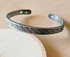Oxidized Silver Pure Copper Magnetic Bracelet Arthritis Therapy Cuff Braided