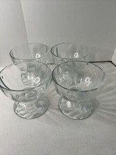 4-Vintage Sunburst  Pressed Glass Pedestal Dessert Ice Cream Dishes 5" X 4.5