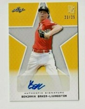 2020 BENJAMIN BAKER LIVINGSTON LEAF PERFECT GAME AUTO YELLOW ROOKIE #23/25   