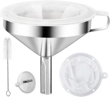 Kitchen Funnel for Filling Bottles, Steel with Strainer, 200 Mesh Filter