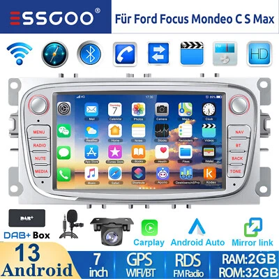 DAB+ Autoradio Android 13 Carplay GPS Navi RDS Für Ford Focus MK2 Mondeo C S Max - Bild 1 von 4