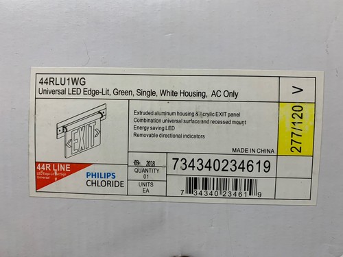 Philips Chlorid 44R Line LED Randbeleuchtetes Austrittsschild 44RLU1WG grüne Buchstaben, weiß - Bild 2 von 5