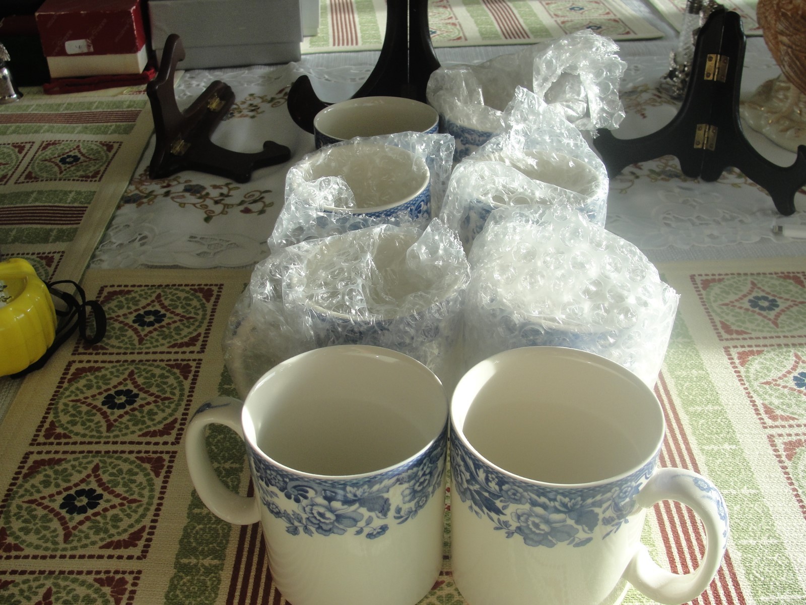 SPODE DELAMERE BLUE 8 MUGS 3 1/4"