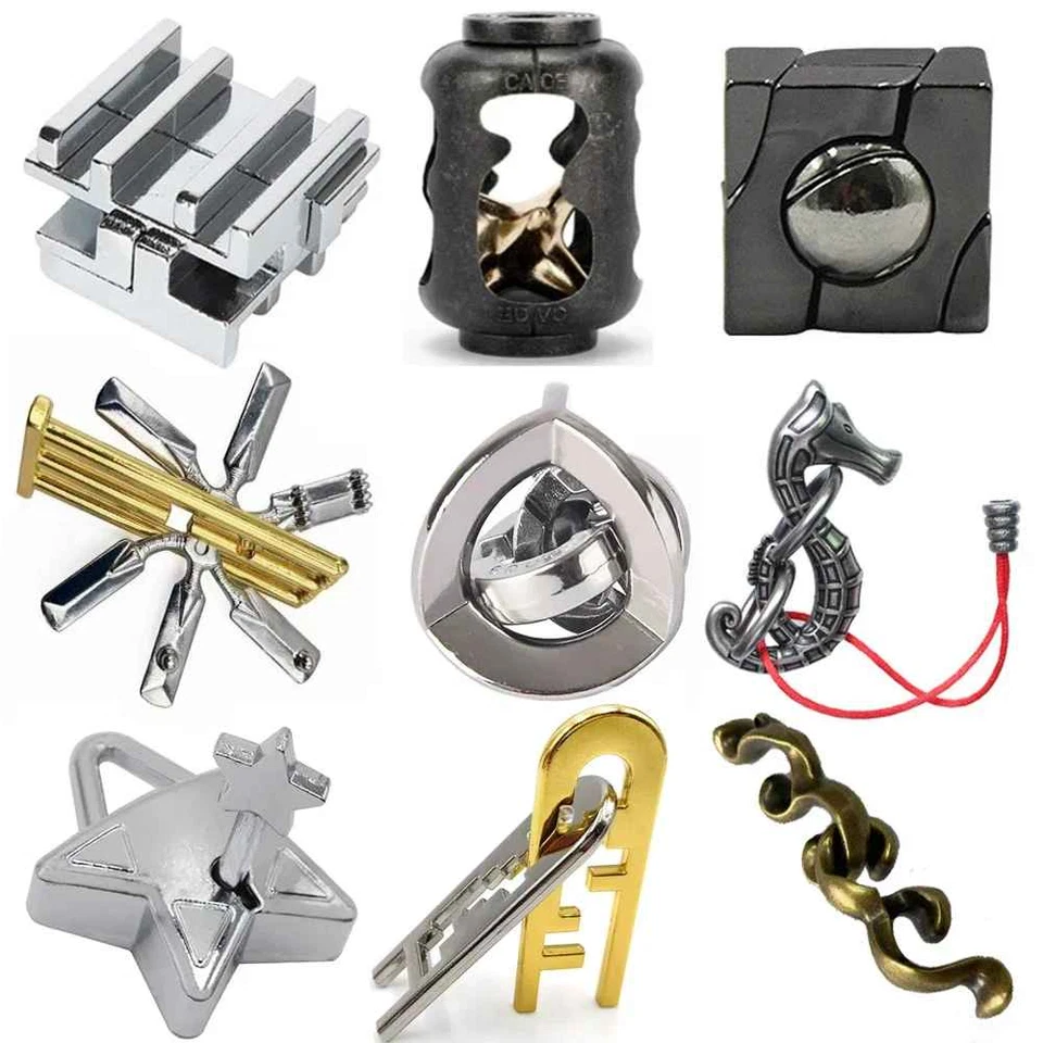 🧠 1pz Classico Rompicapo in Metallo – IQ Puzzle ✨ Stimola la Mente! | Sp.Grat. - Immagine 2 di 4